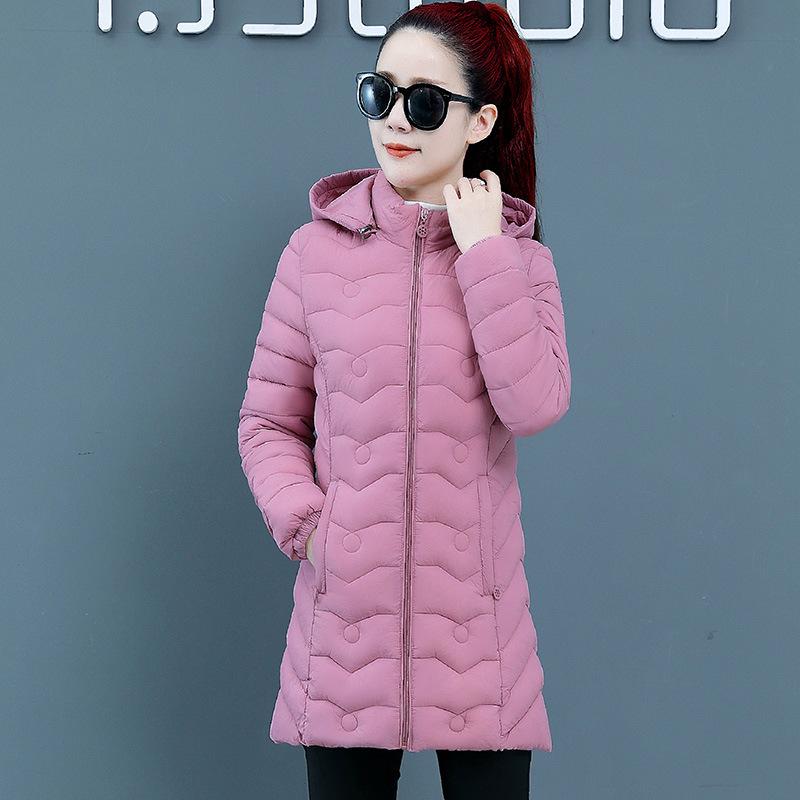 

long light down clothing women s clothing loose and enlarged jacket winter new clothing slim and thin jacket XL80-100 рожевий