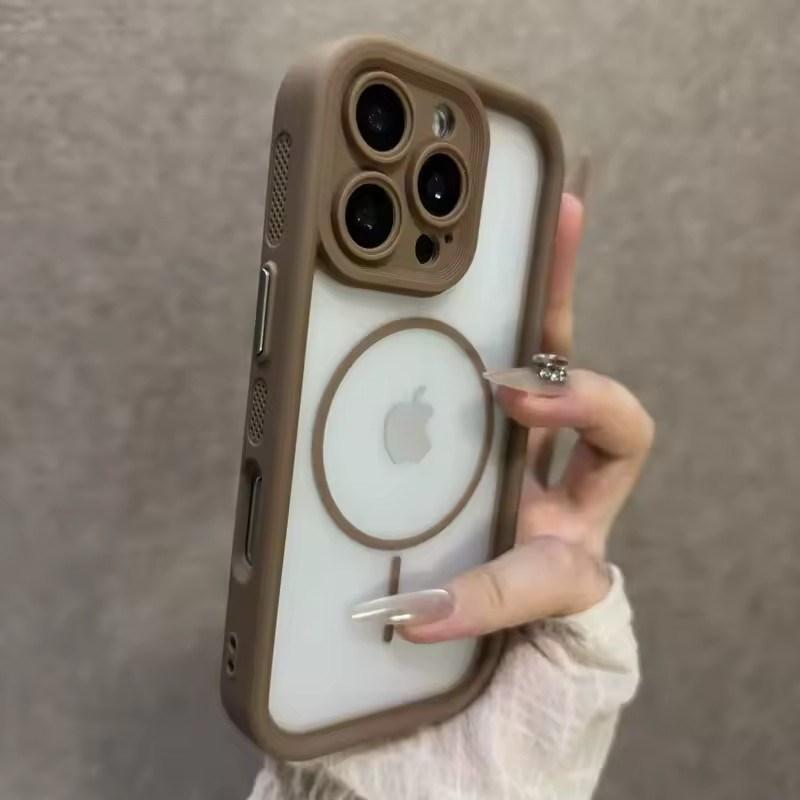 Trendy 2 In 1 Skin Feel Phone Case for iPhone 17air 16 15 14 12 13 Pro Max Plus MagSafe Wireless Charging Shockproof Protection