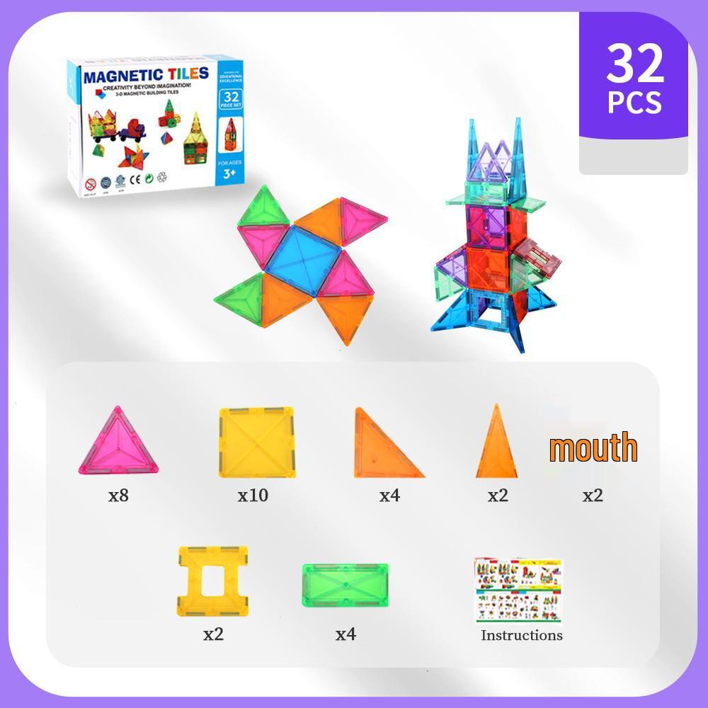 

2025 Magnetic Building Blocks: Strong Magnet City Light & Shadow Architecture Stained Glass Tiles 7.5CM Square Large Size Thick Magnet Strip
