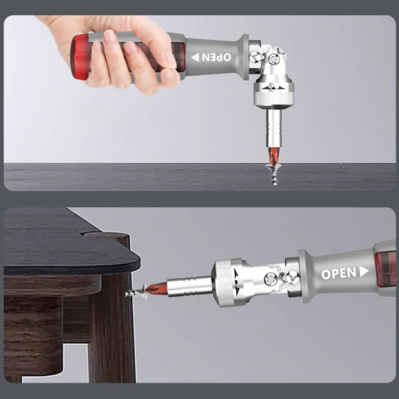 10 in 1 Multipurpose Ratchet Screwdriver Adjustable Rotation Screwdriver with Bits for Tight Space and Quick Repairs