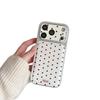 Ins Korean Style Polka Dot Apple 16/17 ProMax Airbag Leather Texture Phone Case, IP15 Large Hole, New Style for 14