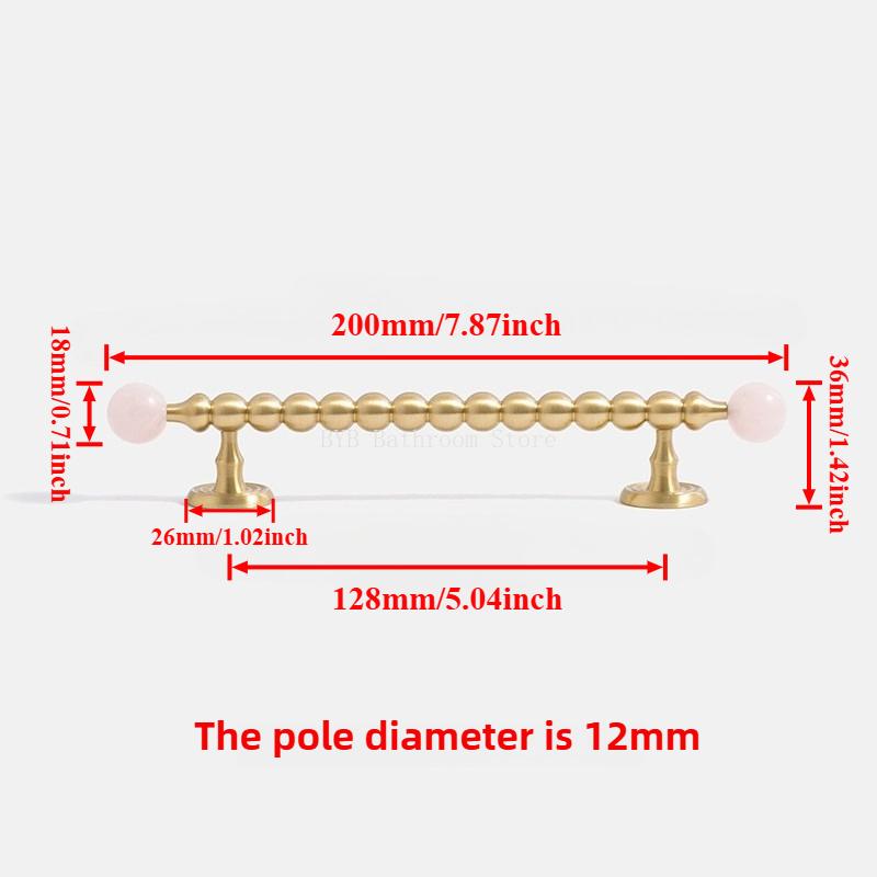 Nordic Art Handle/Natural Crystal +Brass Cabinet Handle and Knob T Bar Bedroom Door Handle Drawer Knobs for Furniture Hardware