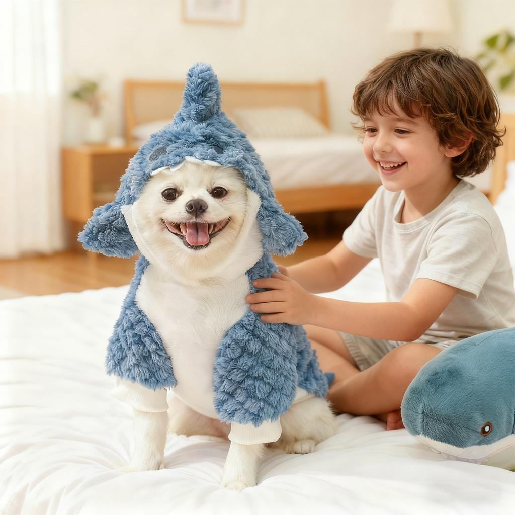 Cute, Thickened Pet Clothes For Dogs And Cats In Winter, With A Funny Design Of A Dog Transforming Into Cats, Fleece-lined, Suitable For Medium-size