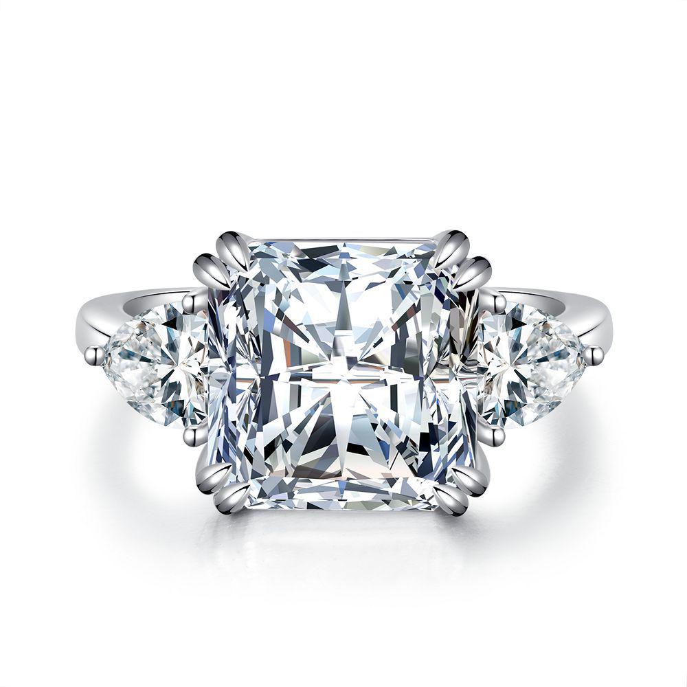 Elegant S925 Sterling Silver Zircon Ring for Women - European and American Style High Carbon Diamond Design