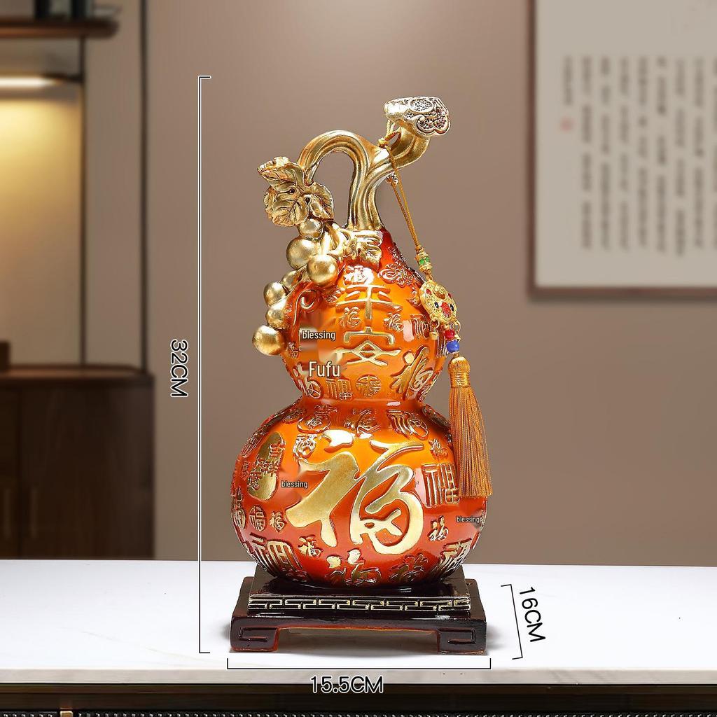 Luxury Persimmon Ruyi Gourd Apple Ornament for Living Room or Gift