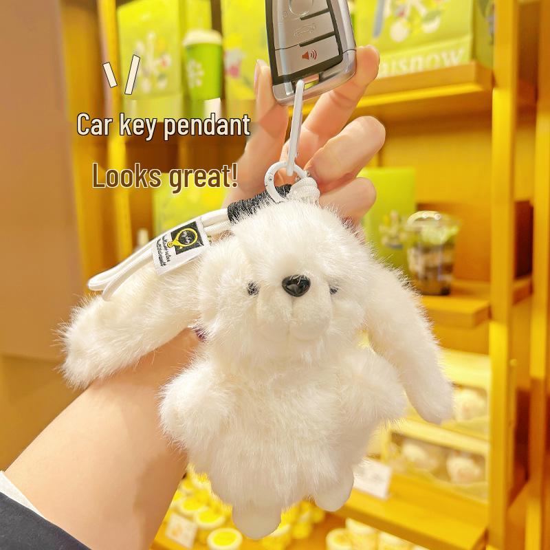 Cute Long-Eared Rabbit Plush Keychain Ornament - Girly Doll Backpack Charm