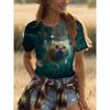 Ladies Print 3D T-shirt Round Neck Short Sleeved Soft Daily Top Comfortable Casual Shirt Fashiona Printed Design