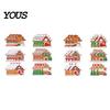 Vintage Candy Cottage Ornaments 24/36Pcs Gingerbread House Christmas Ornaments, Wooden Xmas Tree Decor with Rope, DIY Party Supplies Hanging