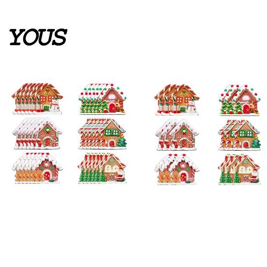 Vintage Candy Cottage Ornaments 24/36Pcs Gingerbread House Christmas Ornaments, Wooden Xmas Tree Decor with Rope, DIY Party Supplies Hanging