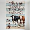 'This Is Us' Rustic Wooden Plank Style Metal Sign with Cows & Love Text, Family Farm Life Wall Decor Tin Sign for Home Cafe Bar