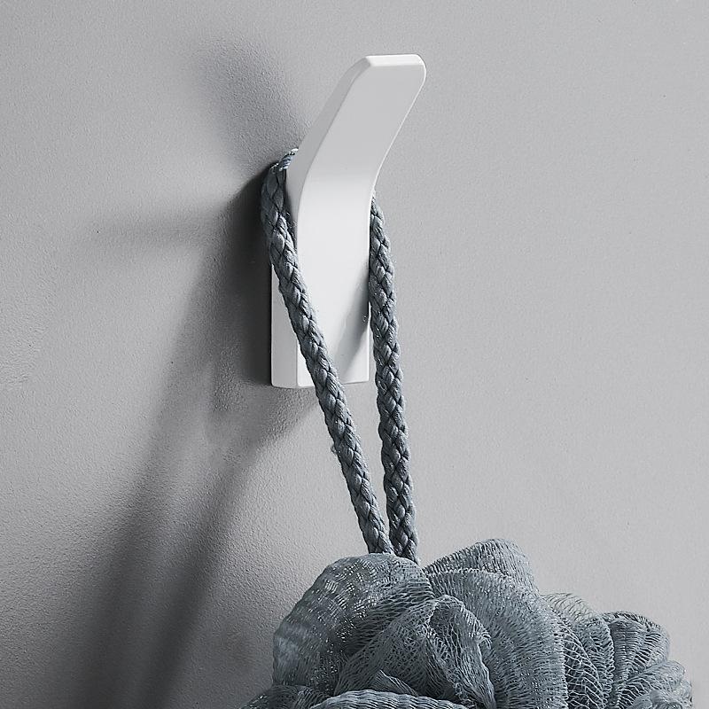 1Pc Fashion Hole-free Black Clothes Hook Space Aluminum White Clothes Hook Wall Hanging Wall Bathroom Coat Hook Single Hook