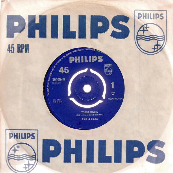 

7inch Record PAUL & PAULA - Young Lovers 304016BF Philips 1963 UK Rock Used