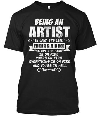 Being An Artist Riding A Bike T-Shirt Made In the USA Size S To 5XL