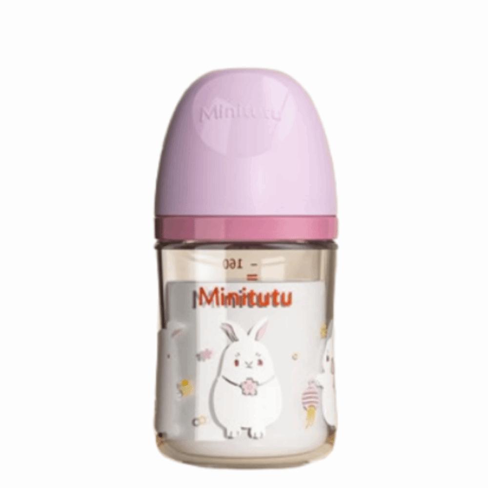 Wide Mouth Newborn Glass Bottle Rabbit Pattern Baby Milk Bottle Transparent
