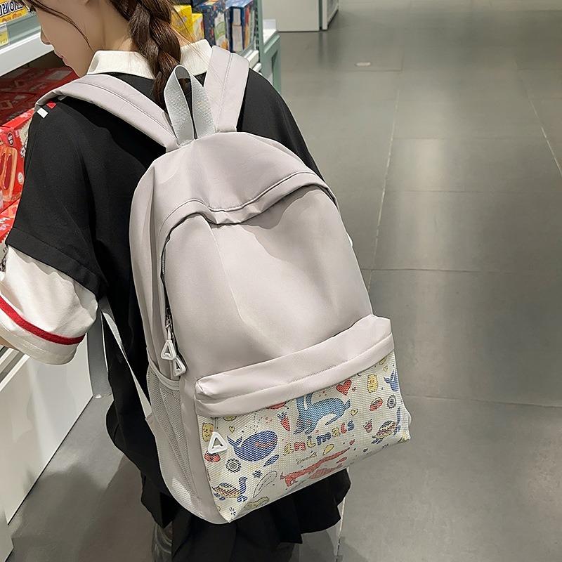 Versatile Lightweight Student Backpack Fashion Printed Backpack Junior High School Student College Wind Nylon School Bag New