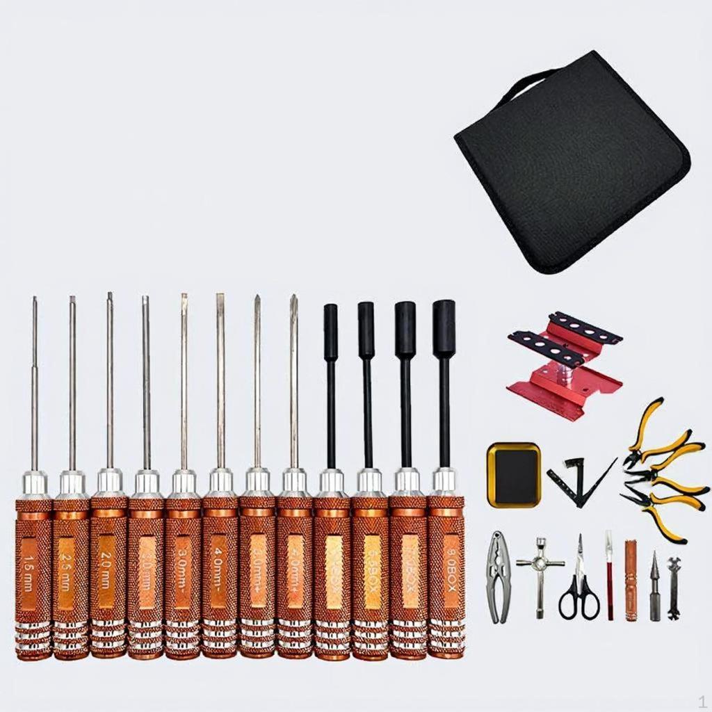 precise Screwdriver Set, RC Model Tool Kit, metalcoated, attractive, 18Piece Black Hex 18pcs set