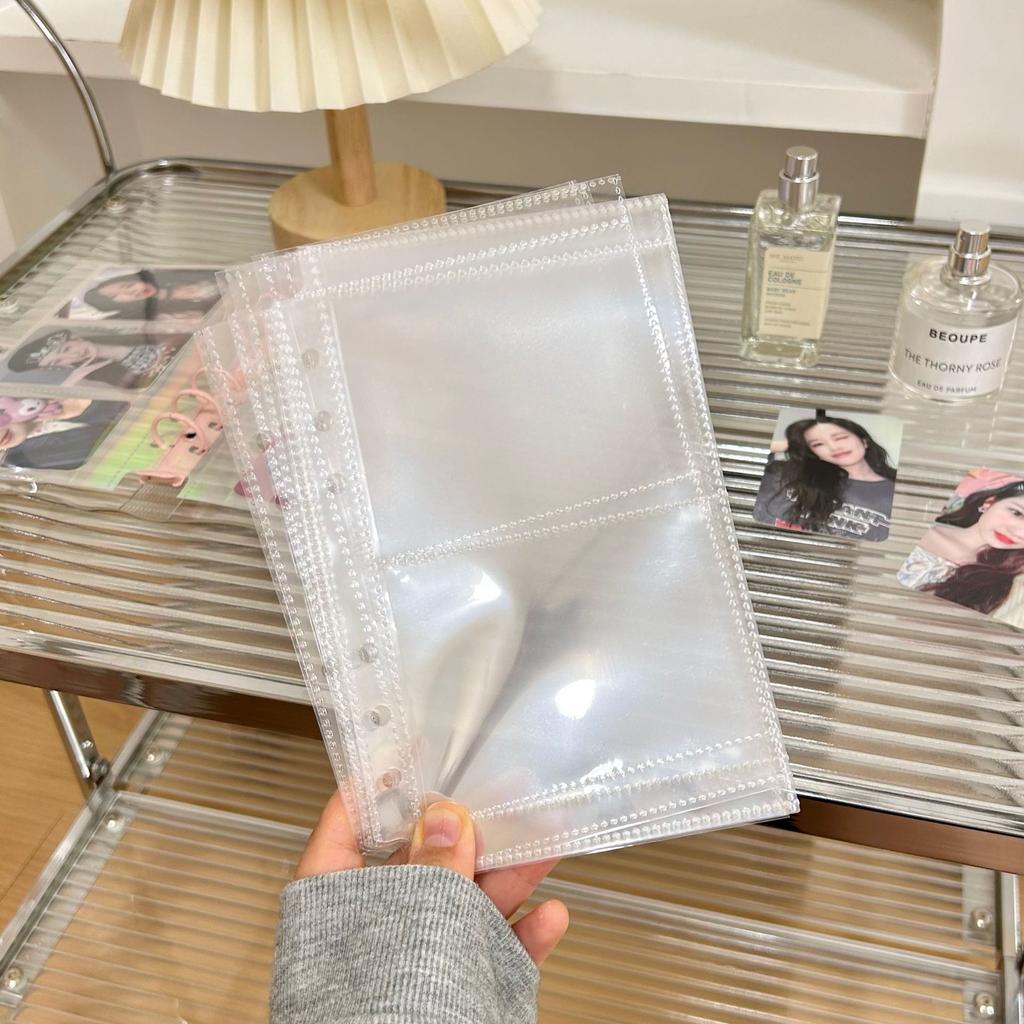 10PCS 1/2/3 Pockets A6 Binder Sleeves Transparent Photo Card Album Refill Inner Page Laser Rainbow Star Inside Page