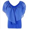 Elegant Womens V Neck Tunic Chiffon Top T-shirt With Short Sleeves And Loose Fit
