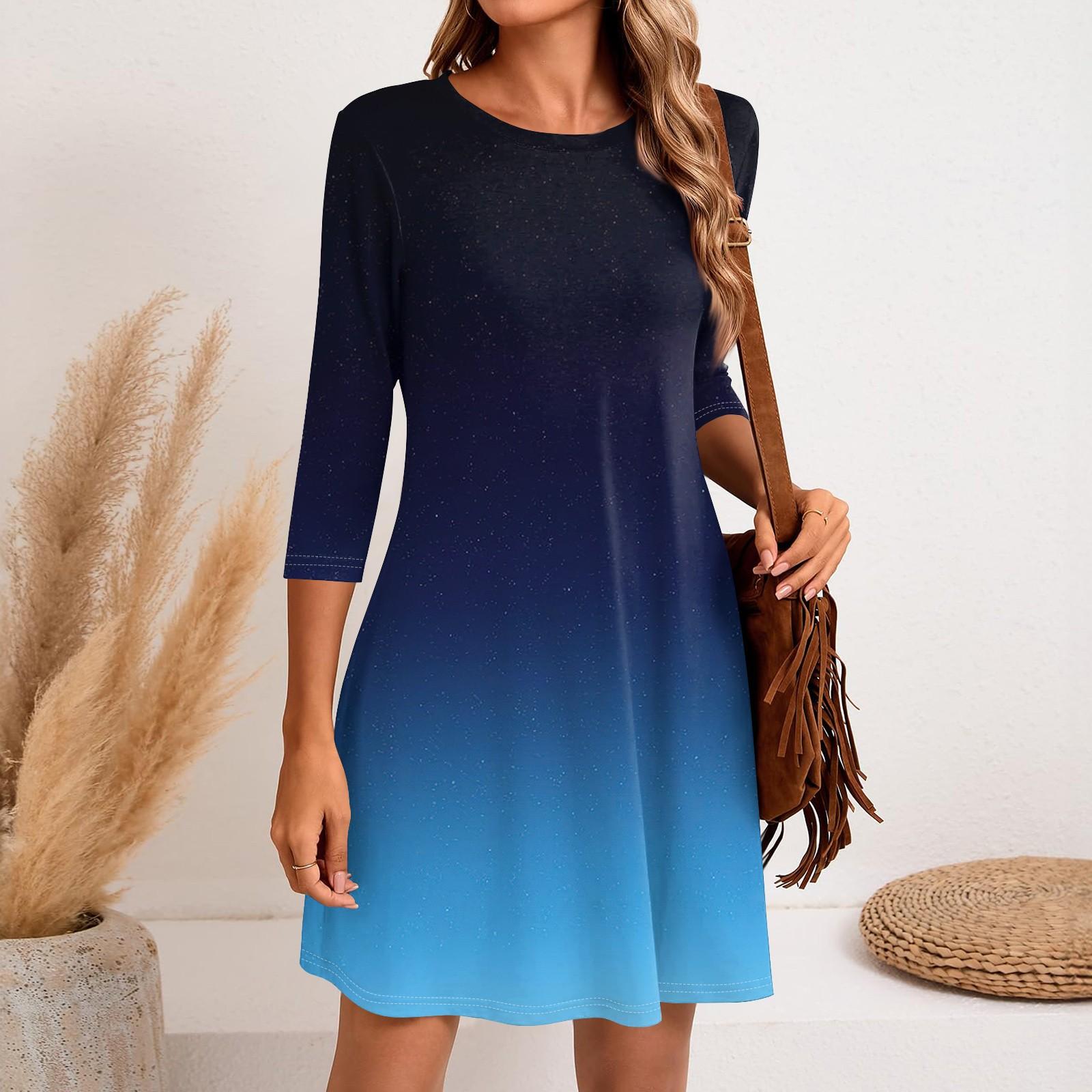 Женское модное повседневное платье с круглым вырезом и рукавом три четверти XXL красный — фото 11