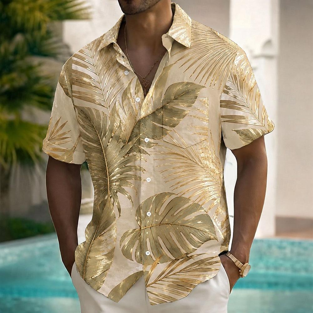 Men's Palm Leaf Coconut Palm Tropical Plants Hawaiian Shirt Tropical Shirts Aloha Shirt Short Sleeve