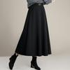 High-Waisted Black Wool A-Line Midi Skirt - Winter 2025 Edition