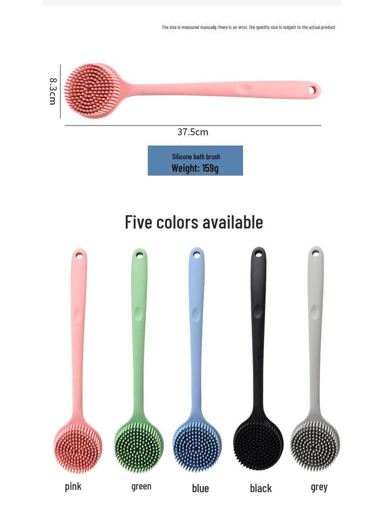 Premium Silicone Bath Brush - Soft Bristles, Long Handle, Double-Sided Back Scrubber