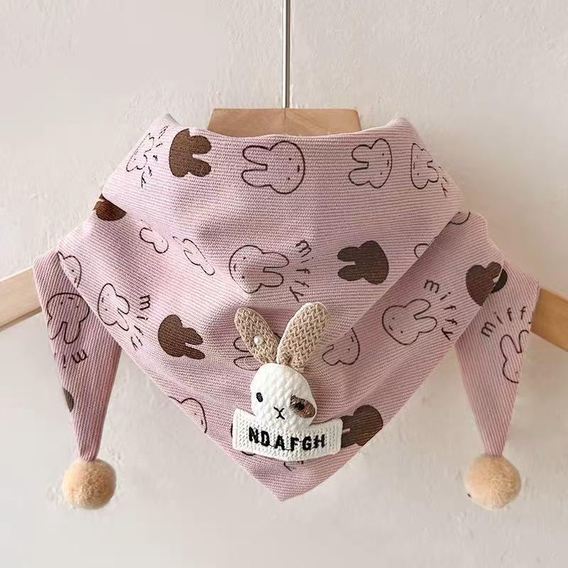 

Children s Autumn/Winter Korean Style Little Rabbit Triangle Scarf - Warm & Windproof Neck Warmer for Toddlers