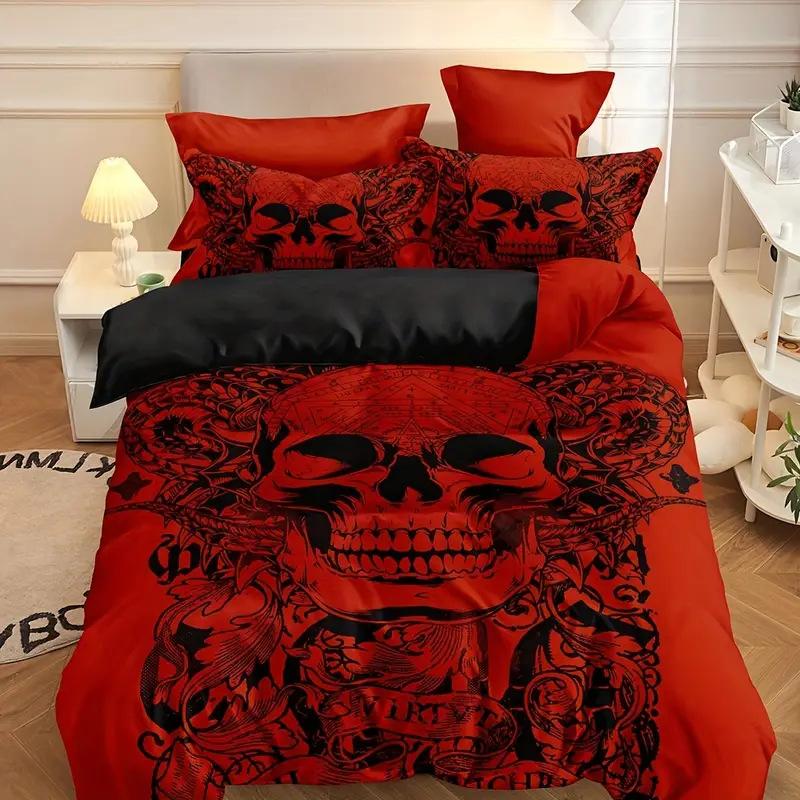 3D Digital Printed Quilt Set Three-Piece Skull Rose Series Quilt Set Spring New Product Can Be Duvetcover