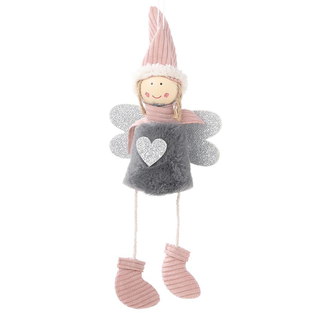 Lovely Mini Xmas Tree Plush Hanging Leg Angel Pendant Home Decoration Kids Gift