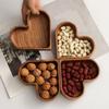 Heart-shaped Wooden Tray Heart-shaped Wooden Snack Tray Set for Dining Table Multi-purpose Serving Trays for Stackable Nut Fruit