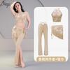 Belly Dance Costume Set With Sequins Women - Stretchy Spandex Performance Outfit In Wine Red Champagne