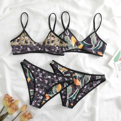 Yeni AB Versiyon Çift Taraflı İki Parça Bikini Mayo Kadın Bölünmüş Baskılı Mayo