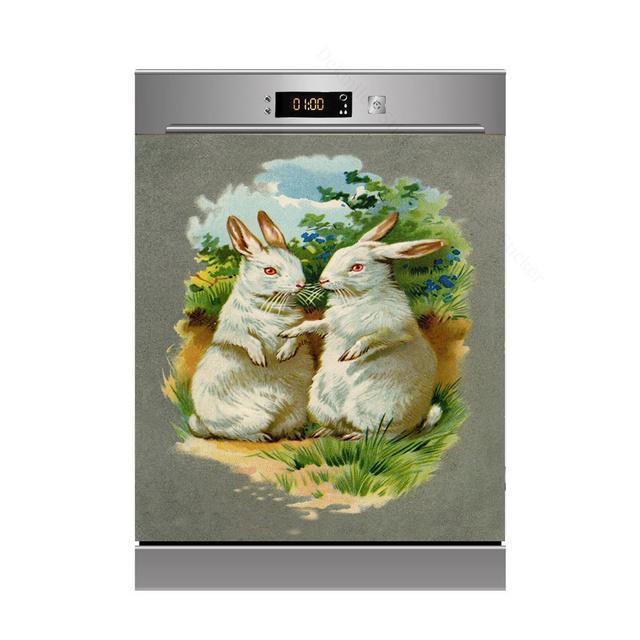 3D kreative handgezeichnete lustige Tiere Kunst Design selbstklebende Kühlschrank Spülmaschine Tür Aufkleber Tapete Wandaufkleber Küche