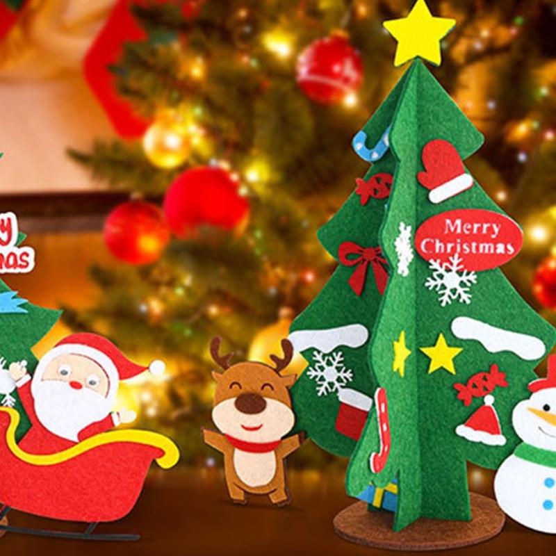 3D Fabric Christmas Tree Desktop Decors Handcrafted Holiday Centerpieces Ornaments Set For Home Office Festives Display