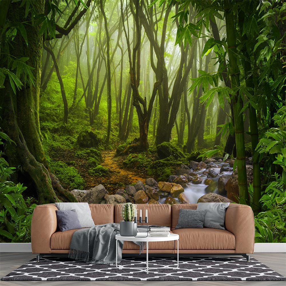 Stream Waterfall Murals 3d Forest Waterfall Wallpaper Home Decor 200 cm(W) x 140 cm(H)