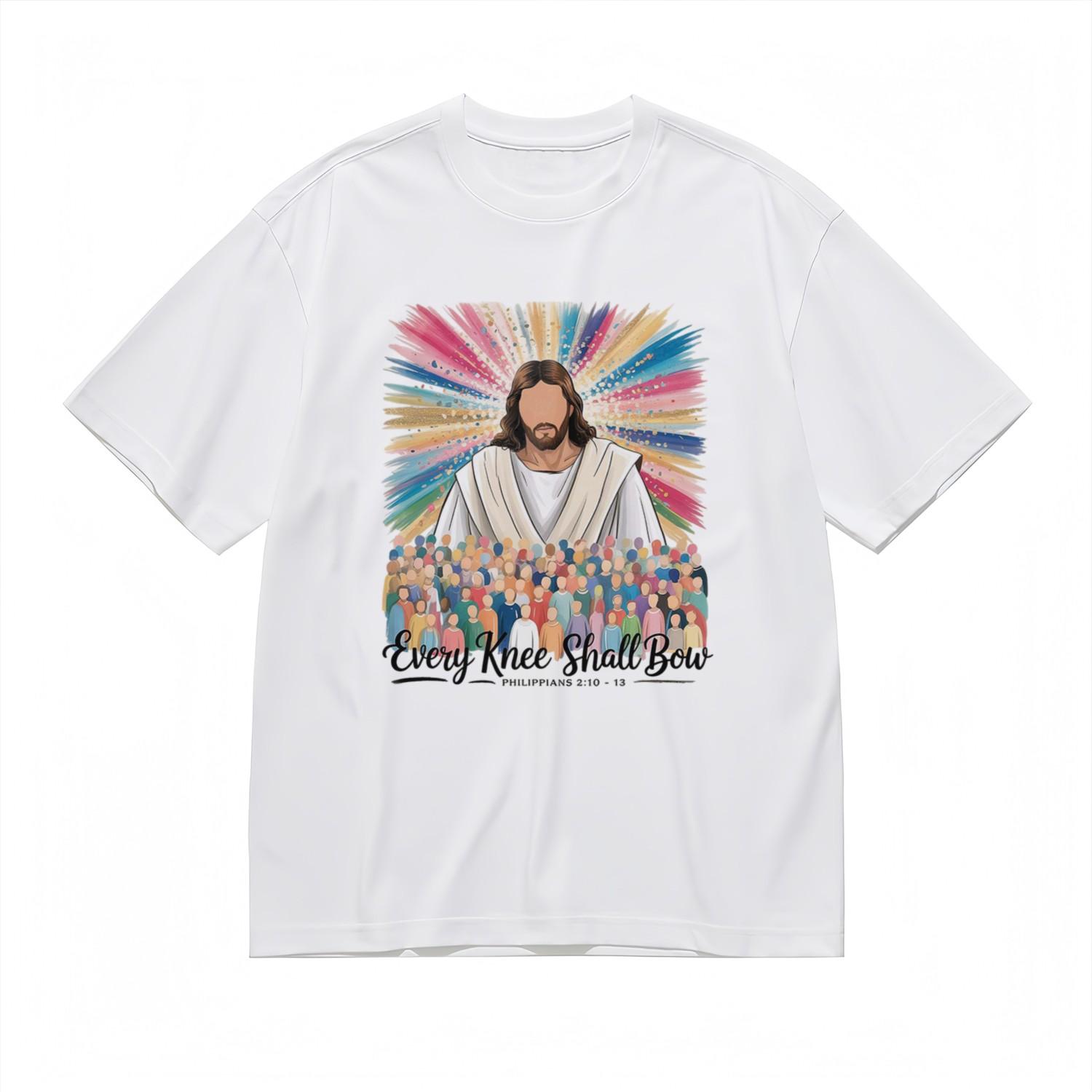 Men s Trend Comfy Breathable Classic T-Shirt Mens Womens Tees Top Every Knee Shall Bow Cotton Tee 4XL