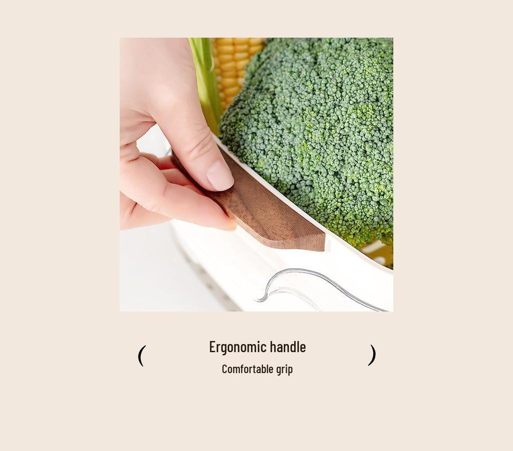 Buckle Draining Basket: Double Layer Food-Grade Basin for Washing Fruits, Vegetables, and Rice