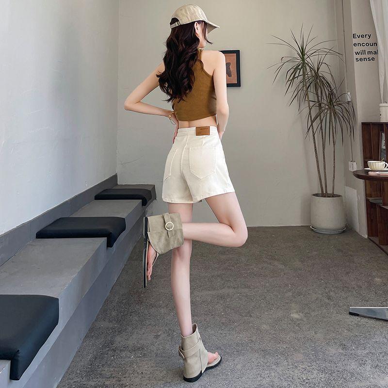 High-waisted White Denim Shorts Skirt for Women New Summer A-line Slimming Wide-leg Loose-fitting Design Pants Skirt