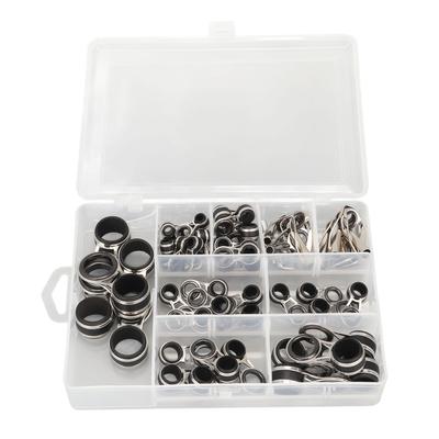 55Pcs Fishing Rod Guides Line Rings Set Stainless Steel Ceramic 9 Different Sizes Fishing Rod