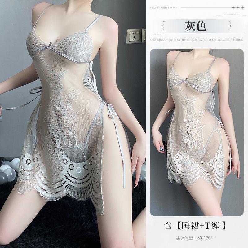 

Сексуальное нижнее белье сексуальная ночная рубашка боковая перспектива подтяжки пижама страсть одежда чистое желание свободный костюм One Size (80-120) серый