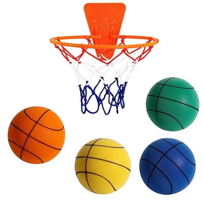 Balle de Basketball Silencieuse Haute Densité pour Enfants Entraînement Intérieur Raquette Balle Portable 18cm/22cm Éponge Élastique Petite Balle en Cuir Jouet