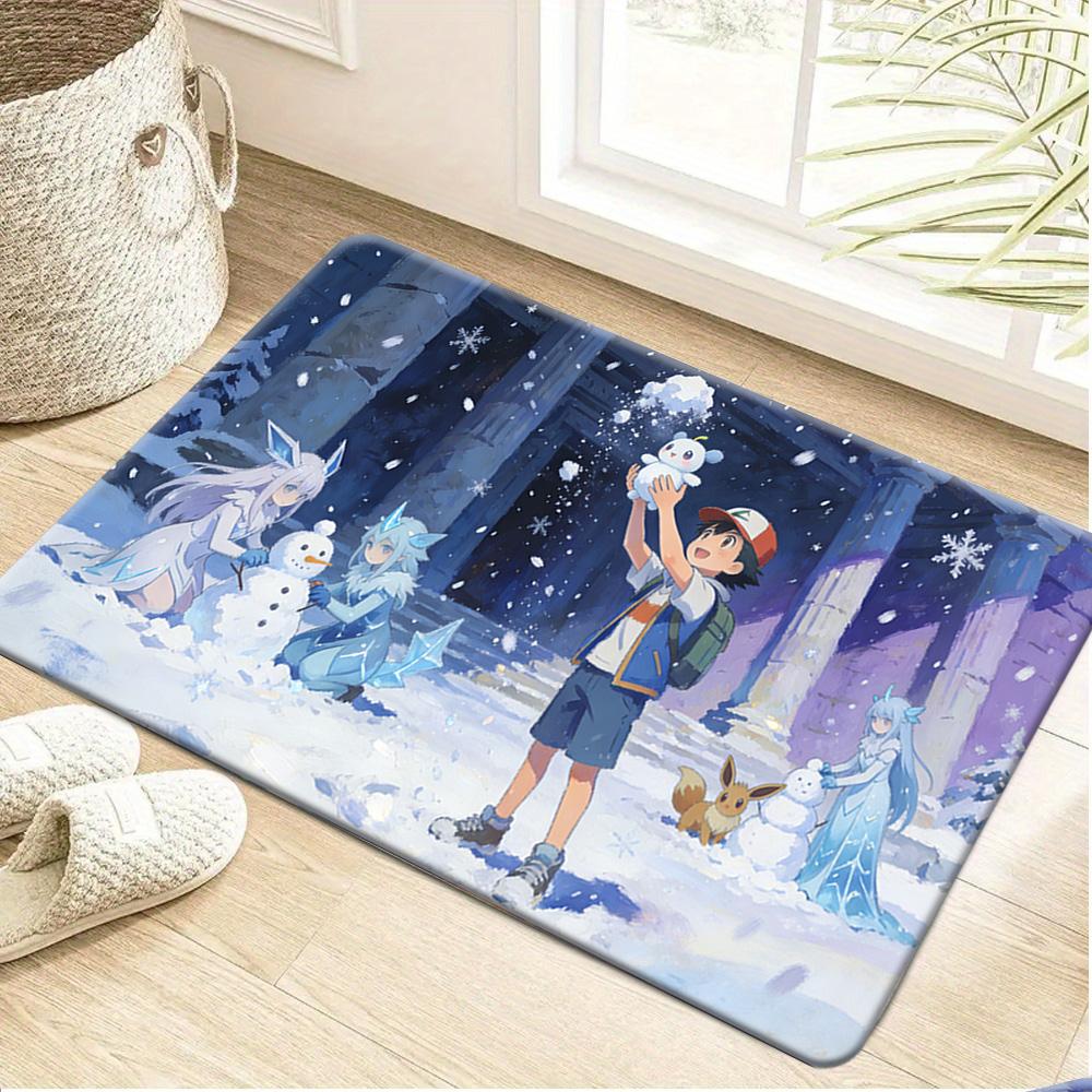 Pokemon Gengar Evolution Line Neon Print Non-slip Doormat Soft Floor Mat for Home Decor 40x60cm