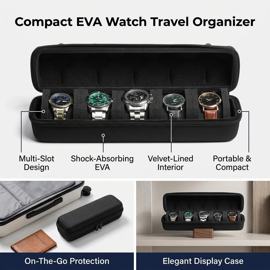 Watch Storage Case Portable Travel Organizer for Watch Collectors Shockproof EVA Hard Shell Box for Mechanical Quartz Watches