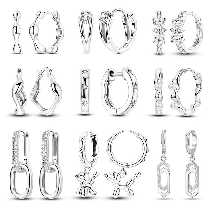 New Earrings for Women 925 Silver Color Star Geometric Entangle Zircon Earrings Fine Wedding Engagement Birthday Jewelry Gifts