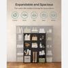 SONGMICS 15-Cube Storage Unit, Shoe Rack, DIY Shelving System, Stackable Cubes, PP Plastic Shelf, Wardrobe, Closet Divider, for Bedroom, Office, Black