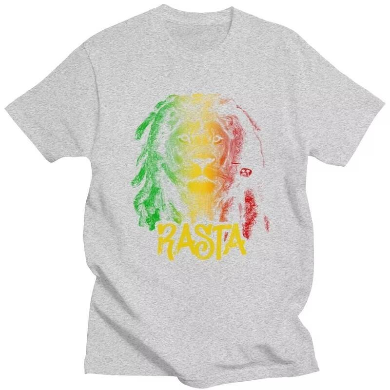 Rasta Lion Graphic Tee for Unisex Pure Cotton Breathable Short Sleeve T-Shirt Jamaican Pride Casual Top