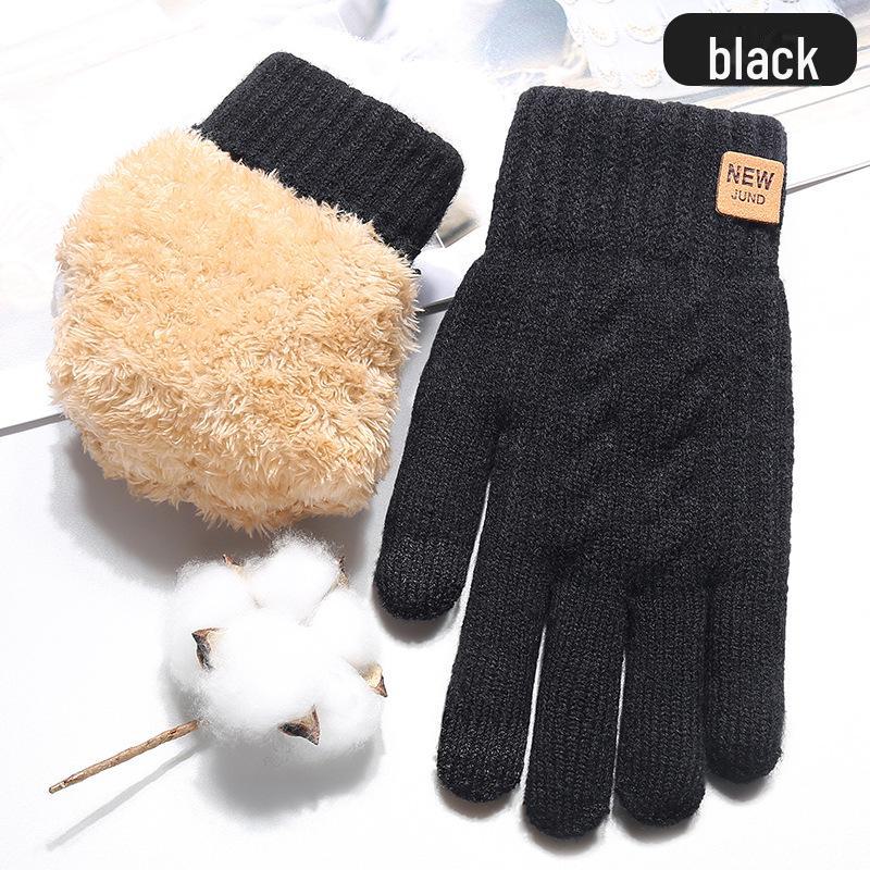 Women's Winter Knitted Gloves, Double-Layer Velvet, Thickened, Cold-Proof, Warm, Touchscreen, Perfect for Outdoor Cycling.
