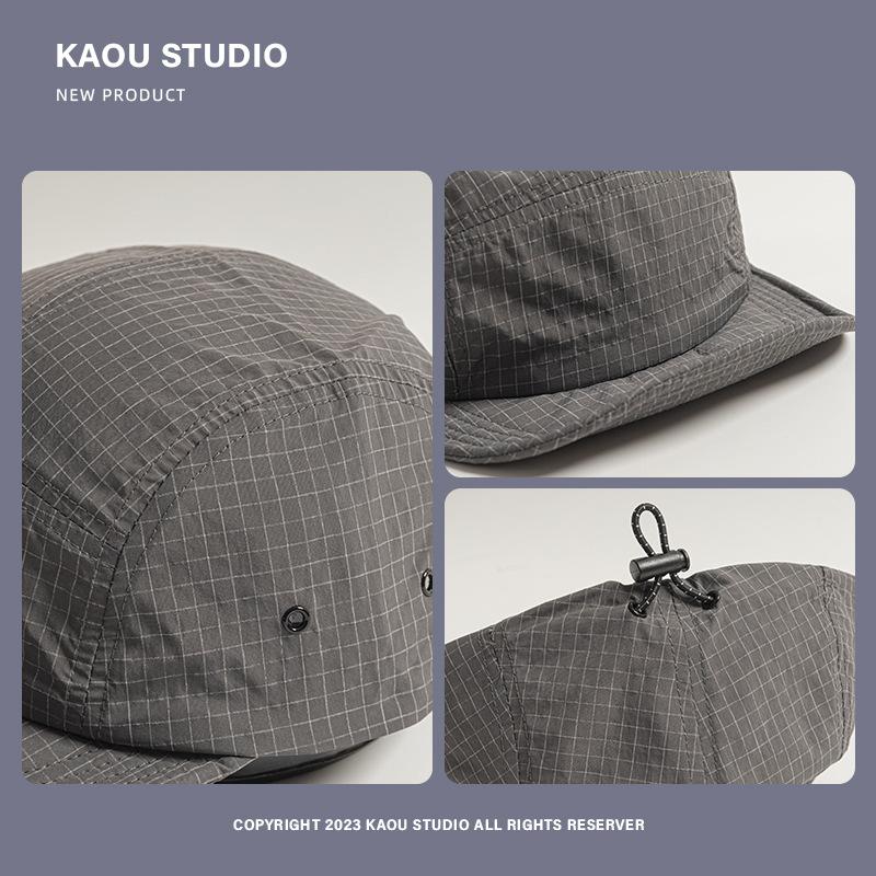 Outdoor quick-dry plaid baseball cap for men and women, summer thin soft-brim sunshade cap, suitable for hiking, camping, and mountaineering