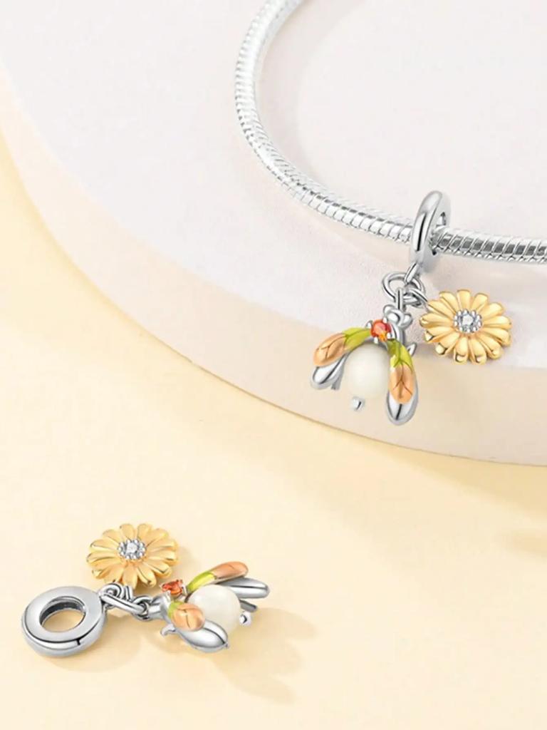 Charms Plata Spring Flowers Beads For Charmsoriginales Bracelet Beads Jewellery Making Women'S Gift