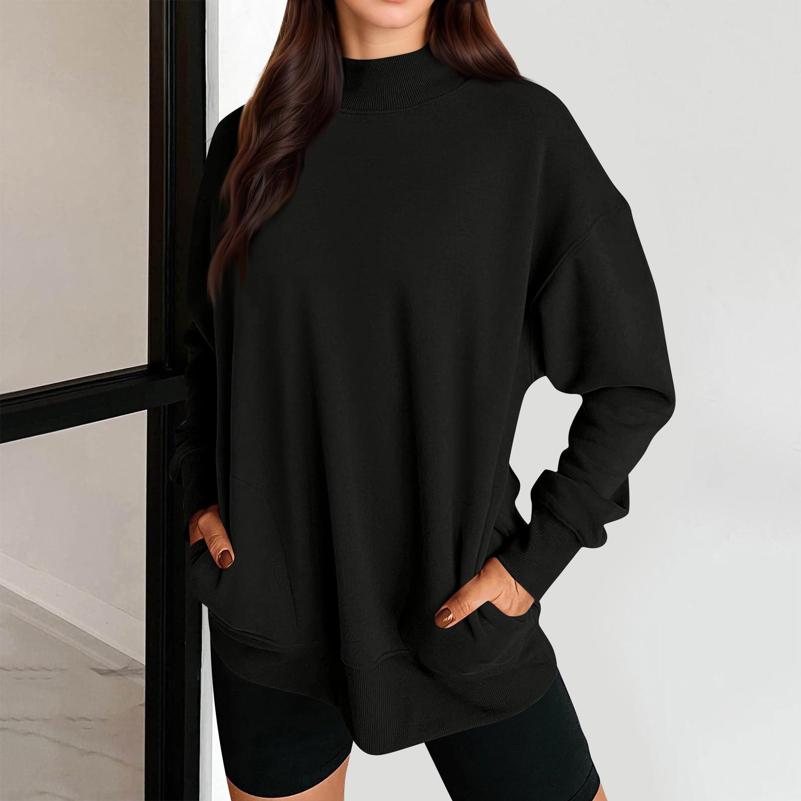

Women s Sweatshirt Long Sleeve Casual Comfort Loose Lightweight Women s Sweatshirt L чёрный